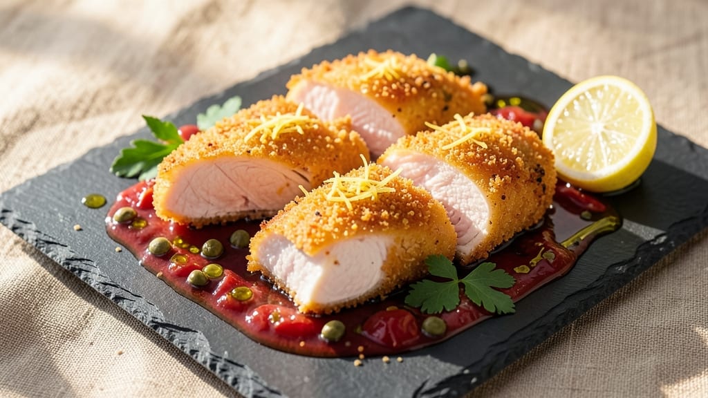 Crispy Lemon Chicken Cutlets With Salmoriglio Sauce Recipe: Zesty Herb Drizzle That Balances Crispy Crunch
