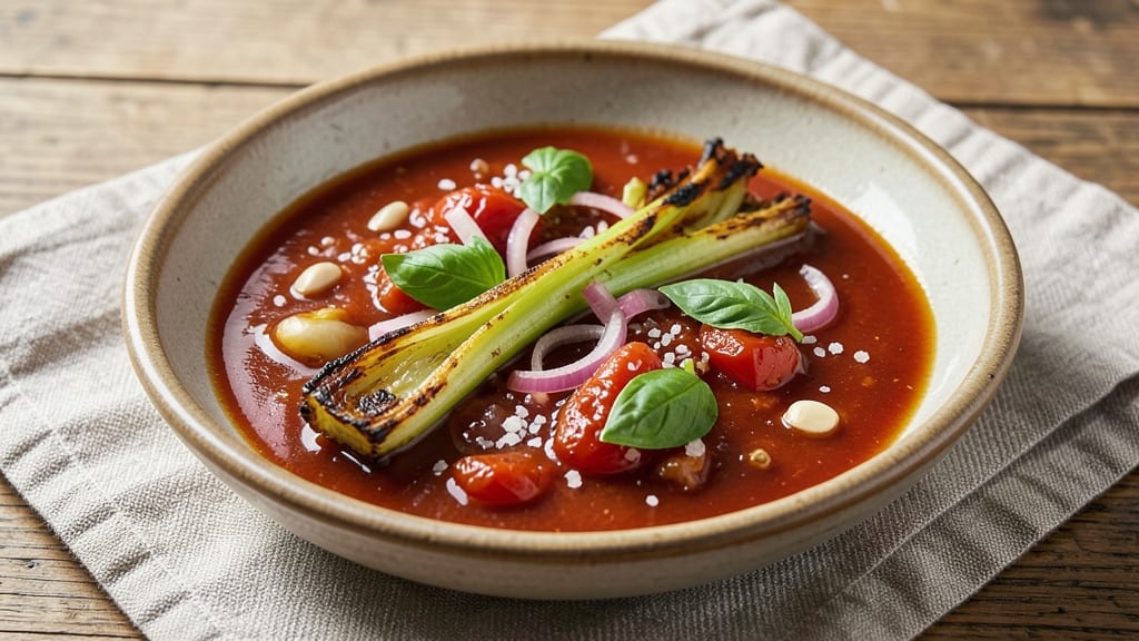 Anthony's Sauce Recipe: Celery Crown Crisp Over Smoky Tomato Base